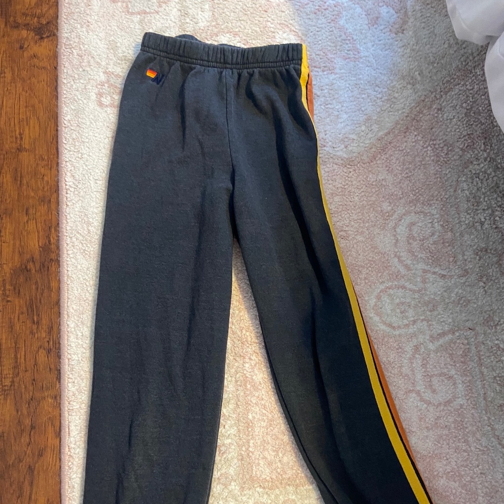 Aviator Nation Kids Sweatpants in Black with Yellow Stripe